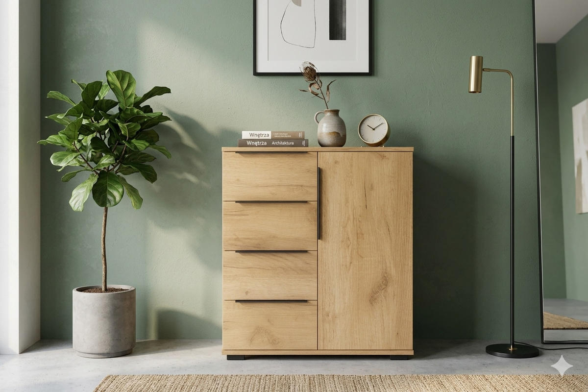 KOMMODE A4 - Craft Gold - Goldfarben, Holzwerkstoff (80/89/48cm) - BM-Möbel