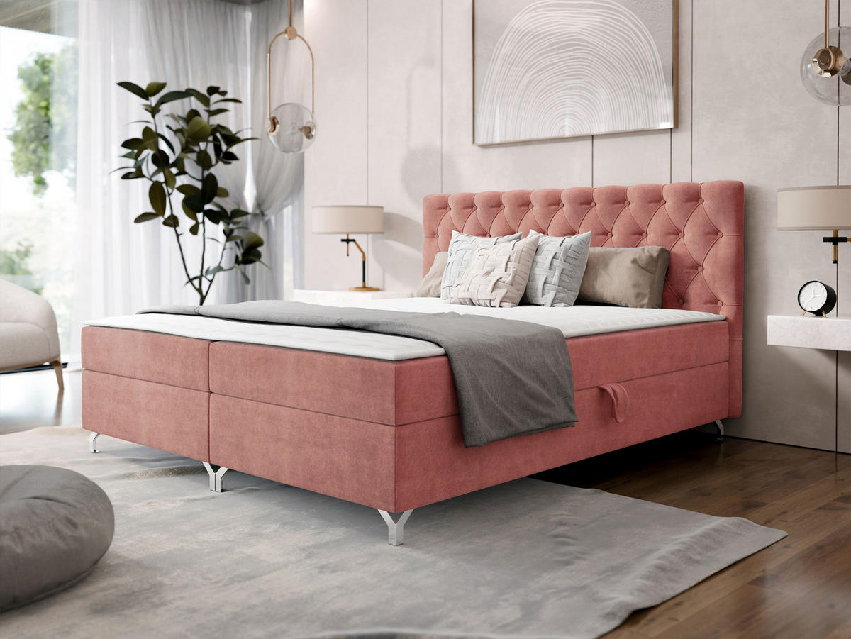 BOXBETT Chester 2 - Silberfarben/Bronzefarben, Holz/Textil (200/200cm) - MIRJAN24