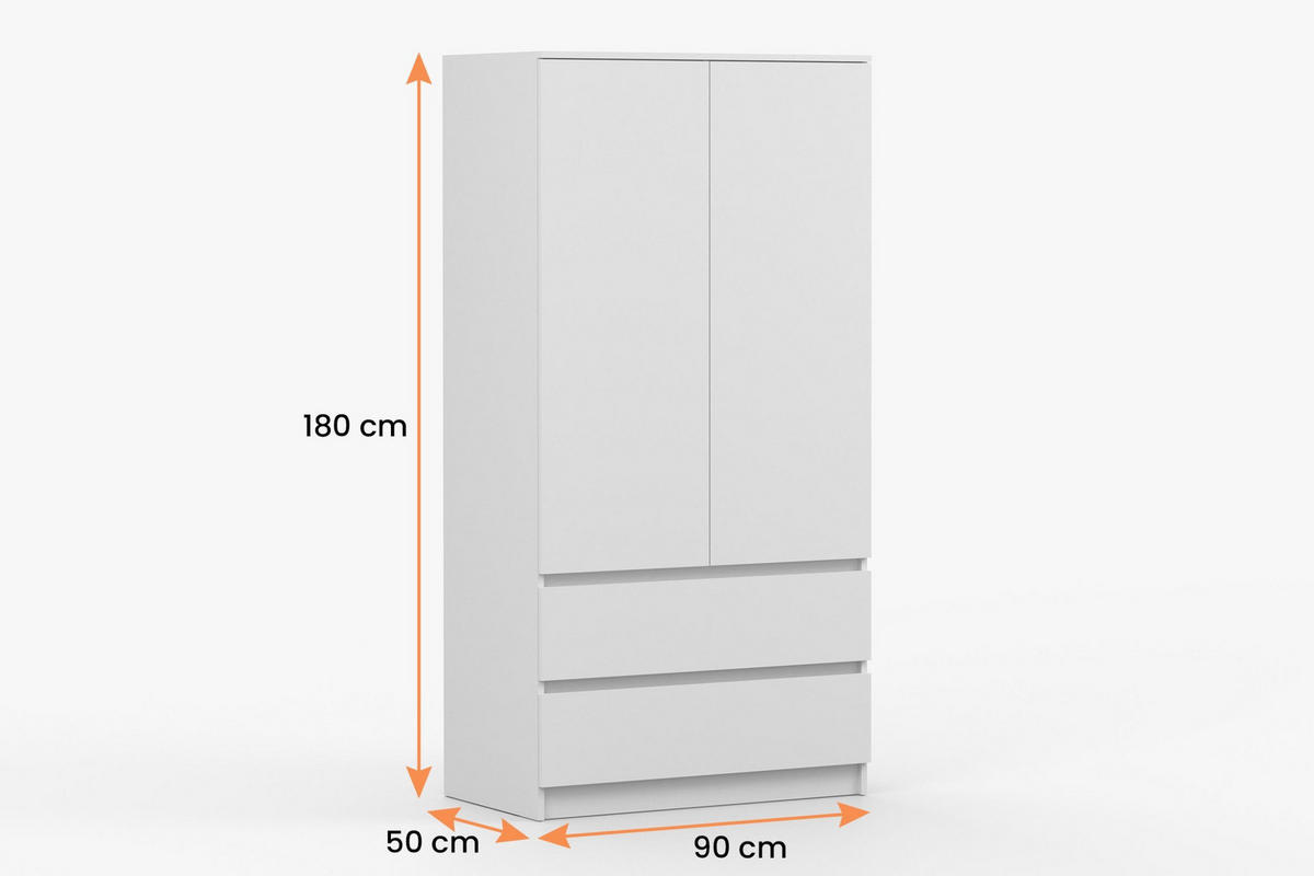 KINDERKLEIDERSCHRANK SIMO 02 90/180/50 cm in Weiß - Weiß, Holzwerkstoff (90/180/50cm) - Deine Möbel 24