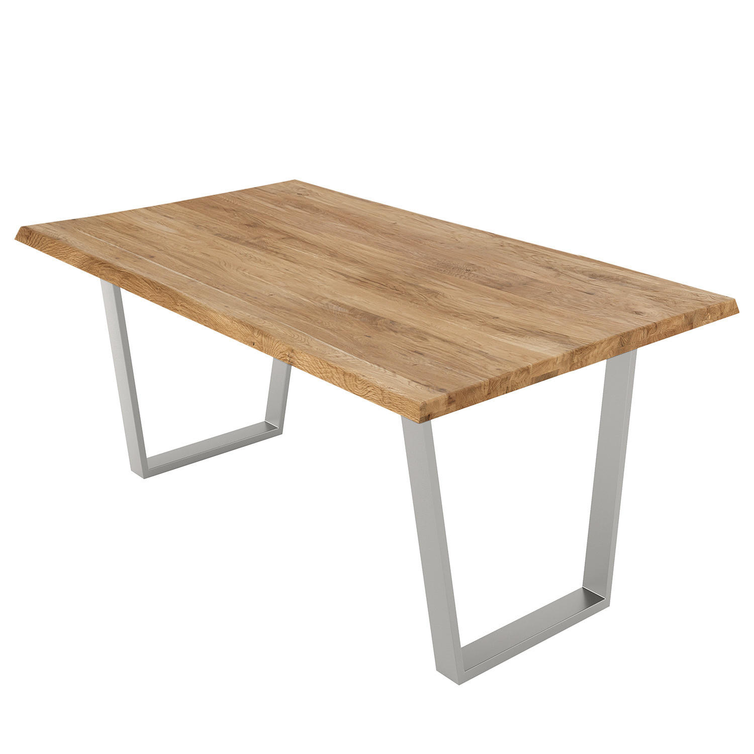 ESSTISCH - Metall / Massivholz - Eichefarben/Silberfarben, Holz/Metall (100/180/76cm) - home24