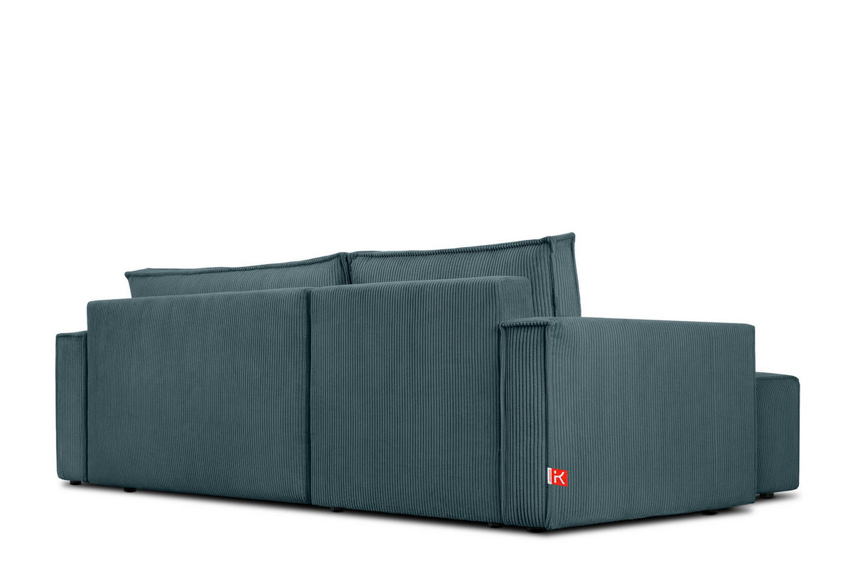 ECKSOFA-LINKS/RECHTS NAPI Schlaffunktion mit Cordbezug, Blau - Blau/Schwarz, Textil (246/148cm) - KONSIMO®