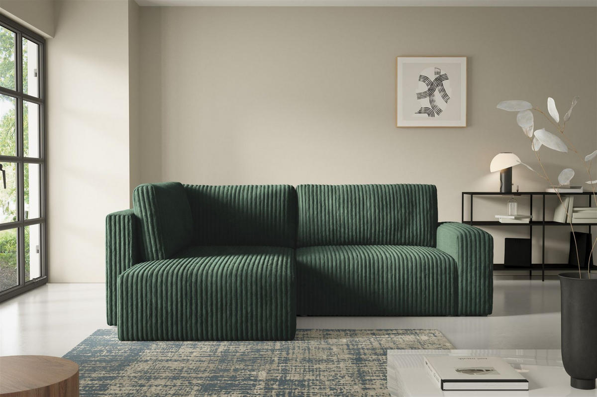ECKSOFA Natalia Xl - Grün, Holzwerkstoff/Textil (182/245cm) - Fun Möbel