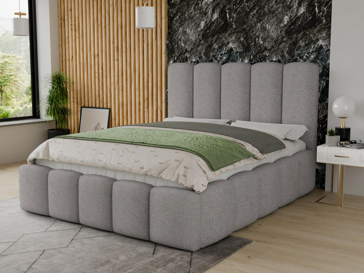 POLSTERBETT Aura - Eichefarben/Schwarz, Holz/Kunststoff (180/200cm) - Sofnet