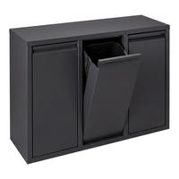 COȘ Negru 3-compartimente rabatabil 3x10 l - negru, material plastic/metal (65/49/25cm) - Relaxdays