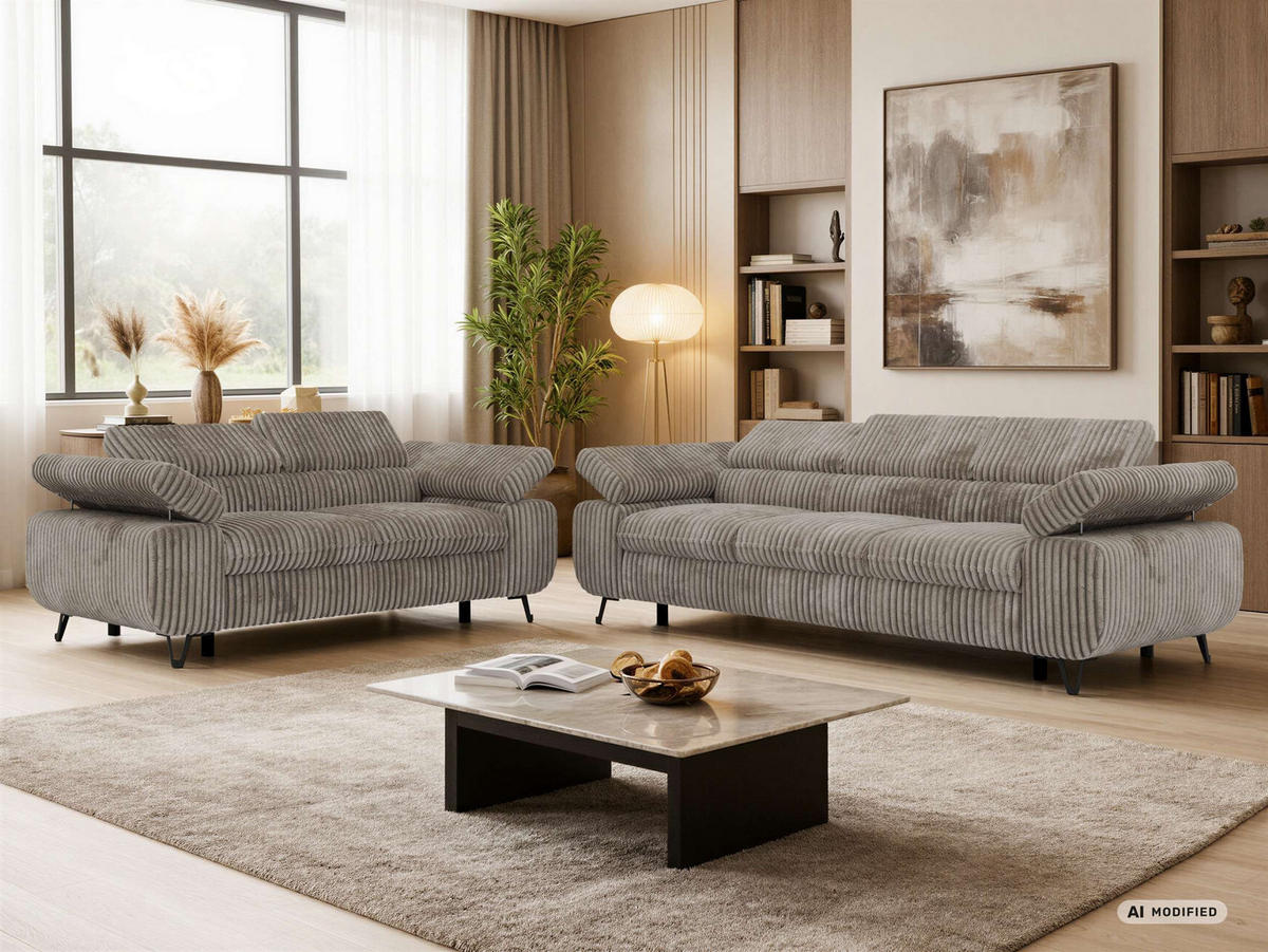 SEDACÍ SOUPRAVA PETER 2+3 - Světle hnědá Manšestr - černá/světle hnědá, kov/textil (262/76/99cm) - MKS