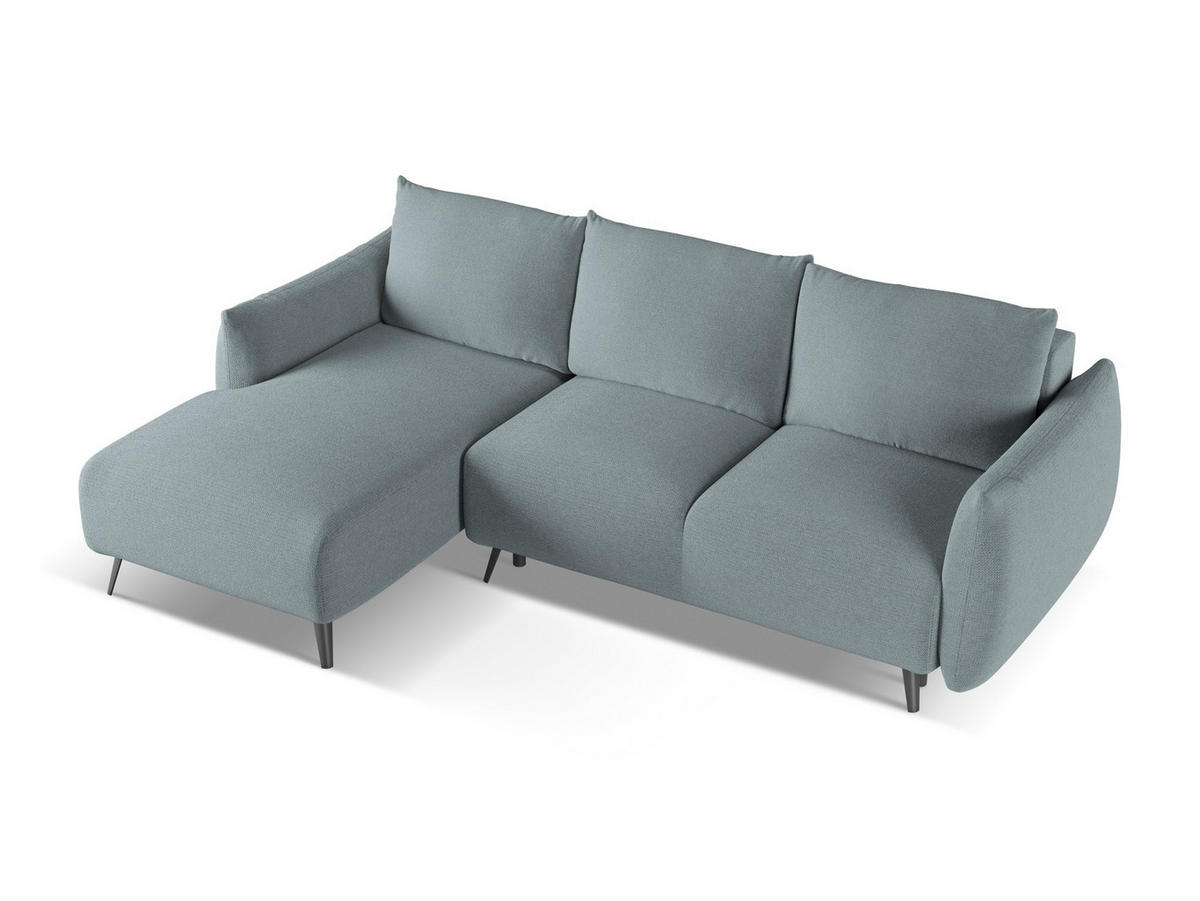 ECKSOFA mit Schlaffunktion Chenille Stoff Blau - Blau/Blaugrau, Textil/Metall (162/242cm) - Makamii