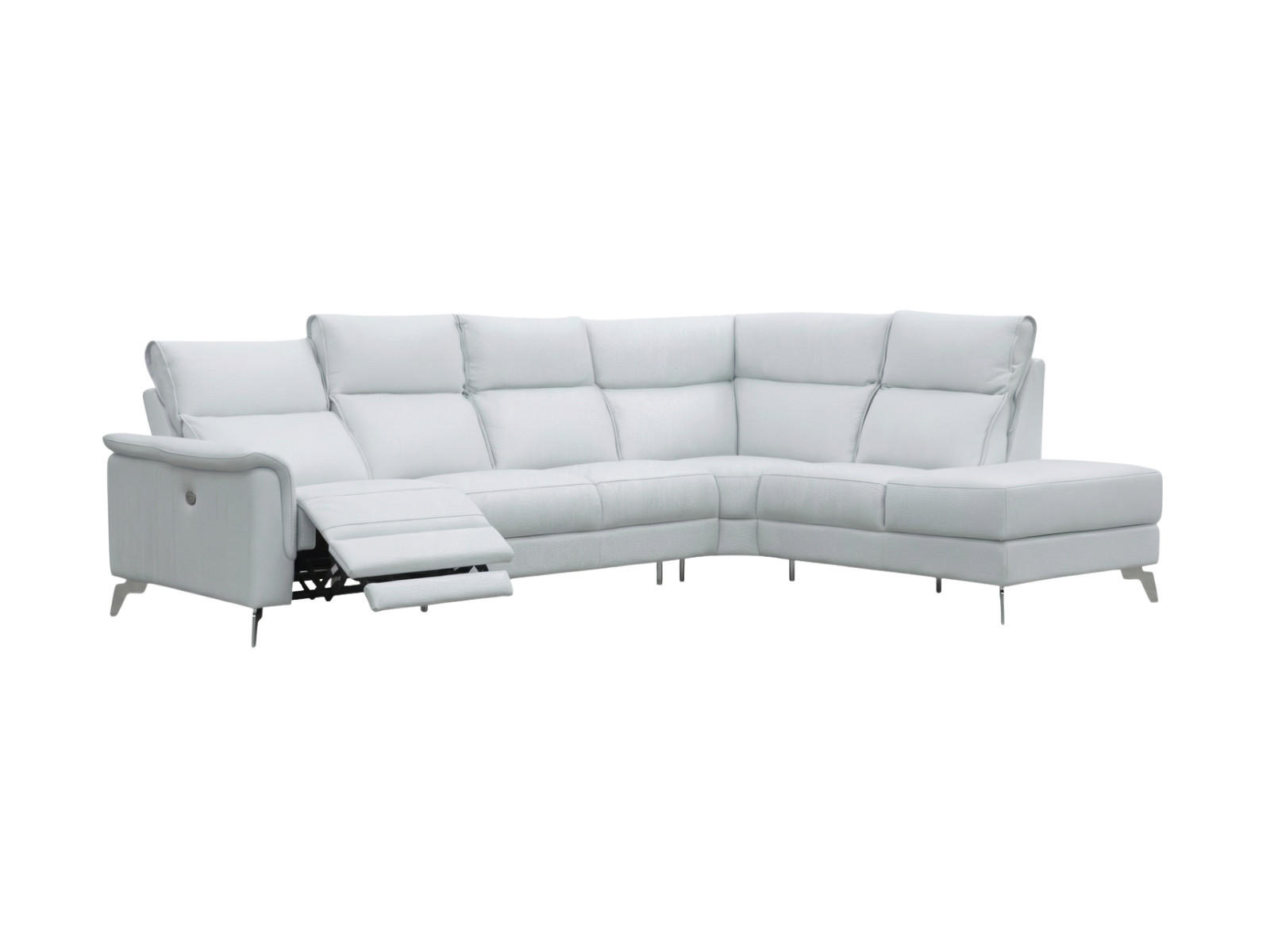 ECKSOFA Borea Echtleder mit 1 x Relaxfunktion Weiß - Weiß, Leder/Metall (310/220cm)