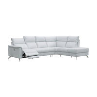 ECKSOFA Borea Echtleder mit 1 x Relaxfunktion Weiß - Weiß, Leder/Metall (310/220cm)