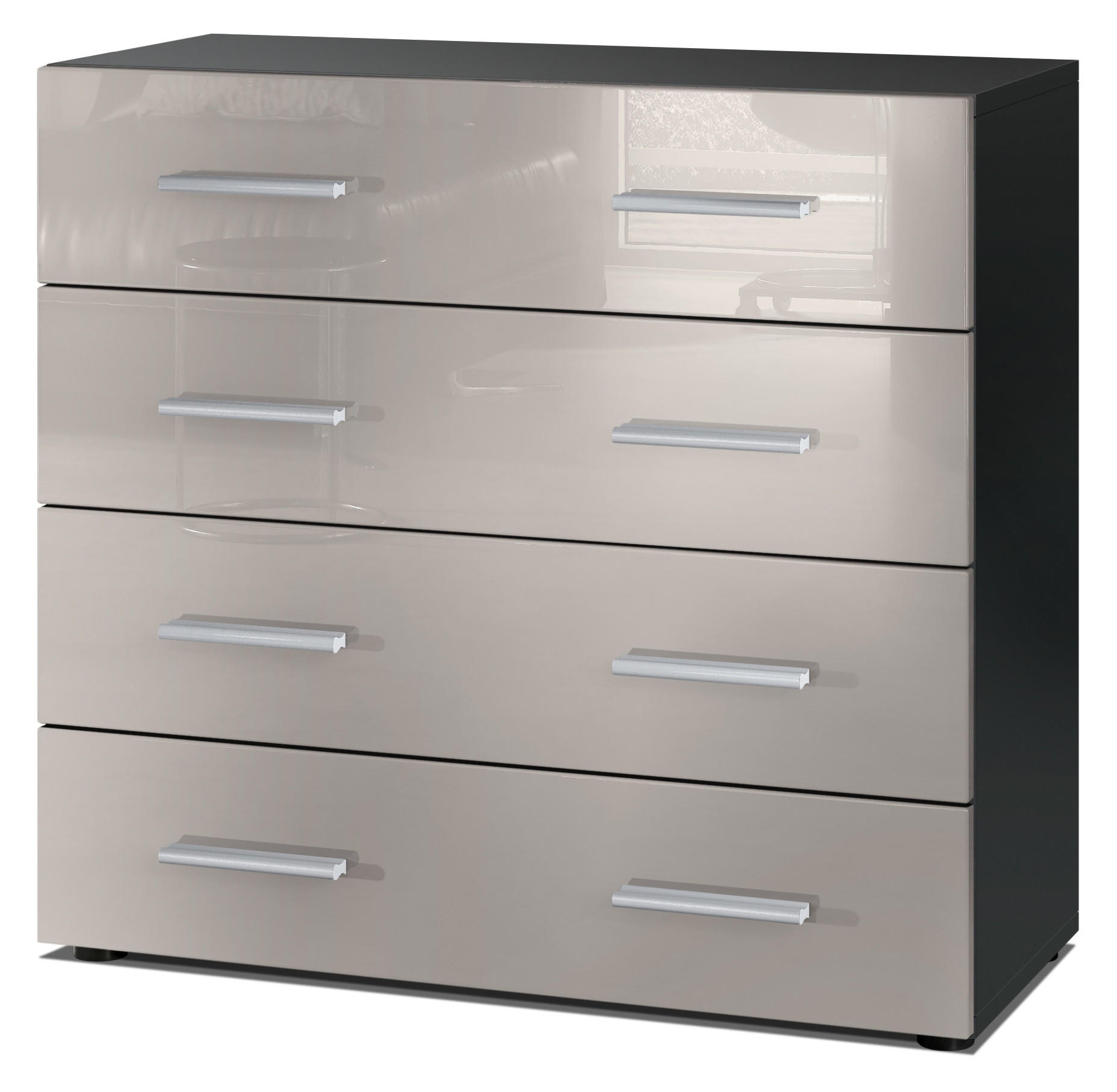 KOMMODE Pavos Sandgrau Hochglanz - Sandfarben, Holzwerkstoff (76/72/35cm) - Vladon