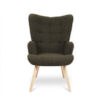 SESSEL Stella Skandinavischer aus khakifarbenem Frottee mit Nähten - Akaziefarben/Grün, Holz/Holzwerkstoff (67/102/73.5cm) - Sicaan