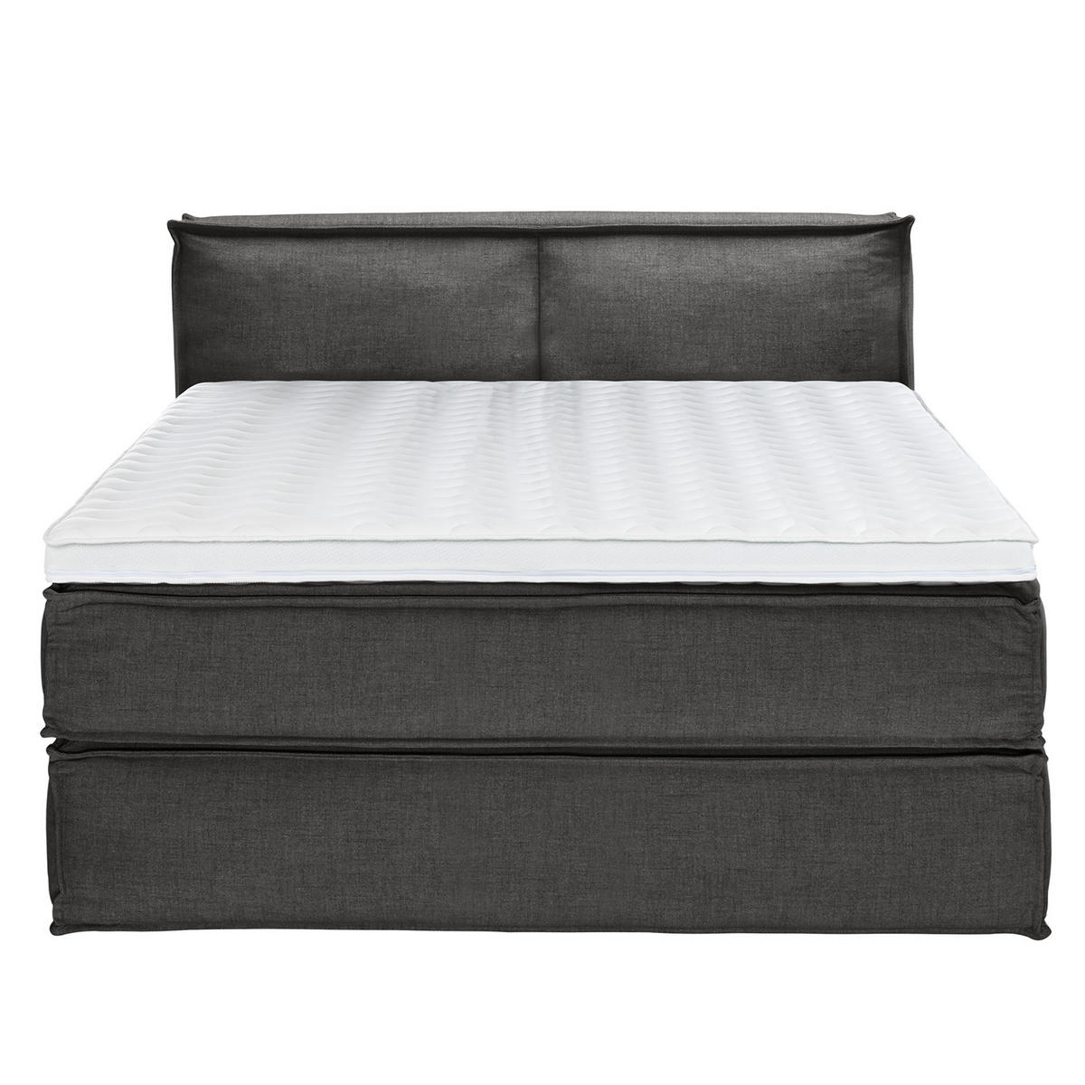 BOXSPRINGBETT mit Kopfteil - Premium - Anthrazit, Textil (160/220cm) - home24