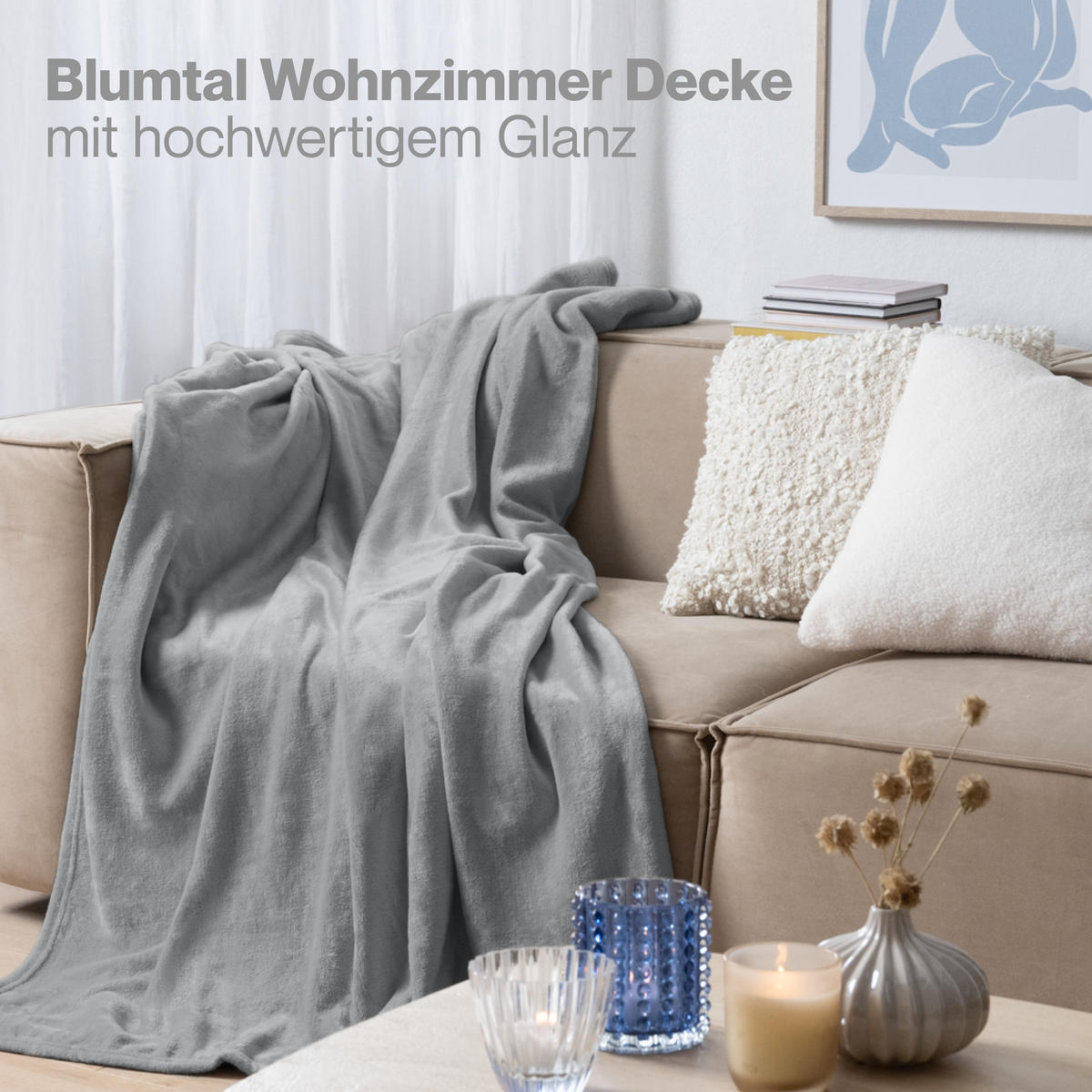 KUSCHELDECKE Anton 130/150 cm, Grau - Grau, Textil (130/150cm) - Blumtal