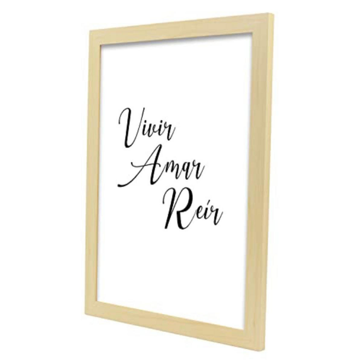 POSTER Set mit 4 Leben TypografieStil A3 Rahmen aus hellem Holz - Beige, Papier (29.7/3cm) - Nacnic