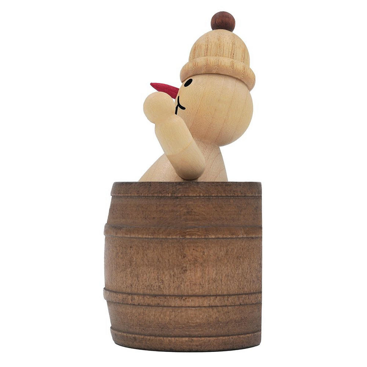 HOLZFIGUR Schneemann Junior liegend im Fass 9 cm - Multicolor, Holz (5/1/0.1cm)