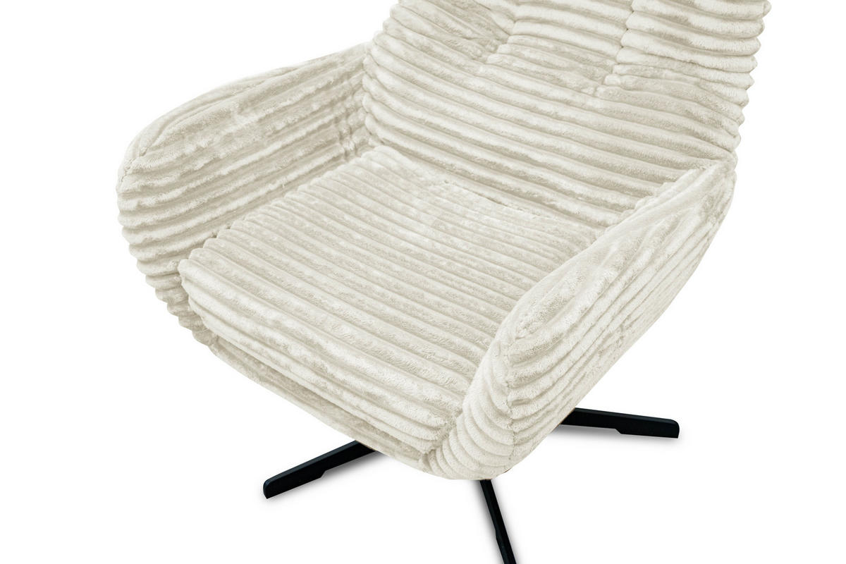 SESSEL MONACO 1-Sitzer, Cordstoff ecru - Ecru/Schwarz, Holz/Textil (74/116/84cm) - Courtois Laville