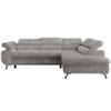 ECKSOFA PABLO L Hellgrau Cord - Rechts Seite - Hellgrau/Schwarz, Textil/Metall (273/208cm) - MKS