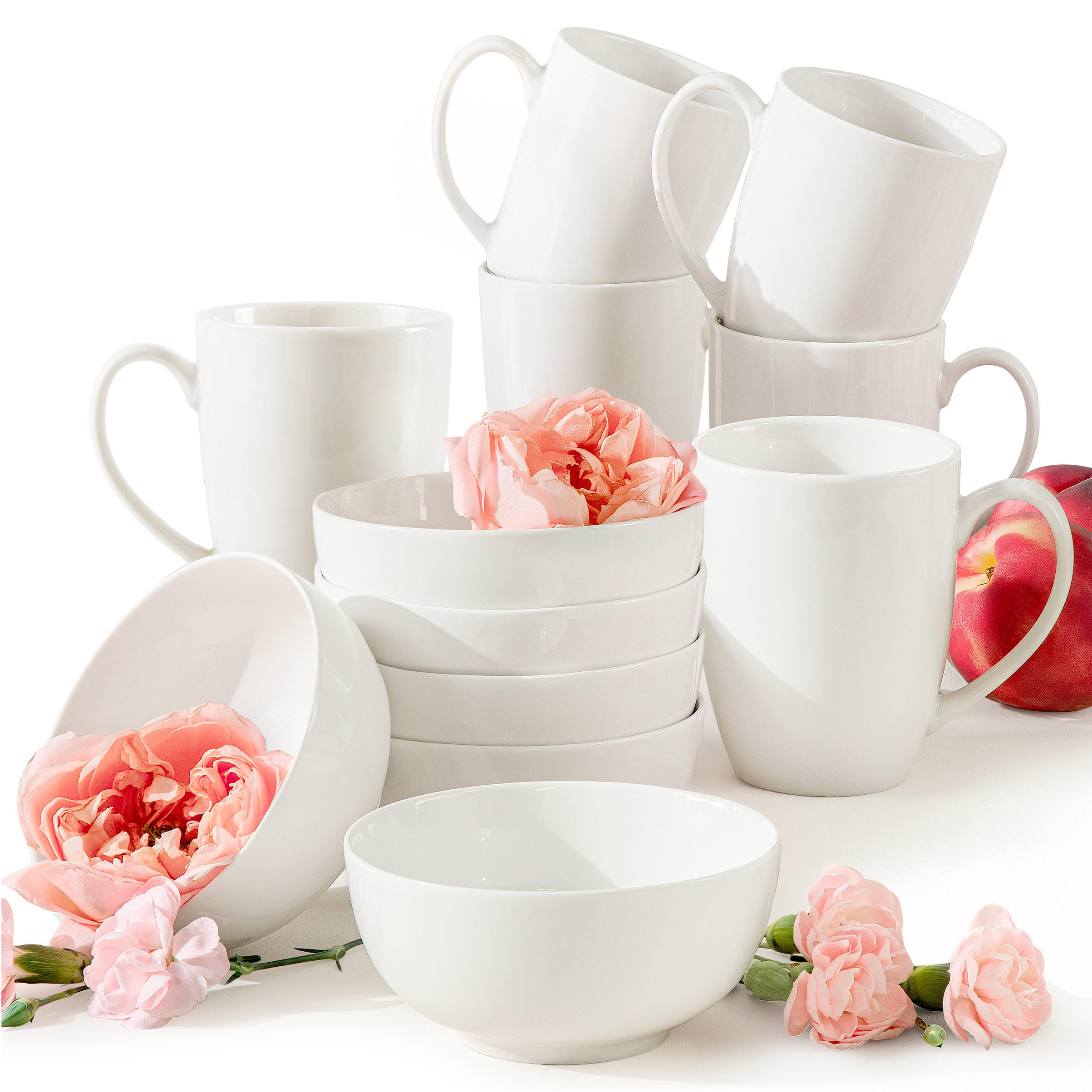 FRÜHSTÜCKSSERVICE 6 Personen AD BELLA 12-tlg,Porzellan, ecru - Ecru, Keramik (20/2/20cm) - KONSIMO®
