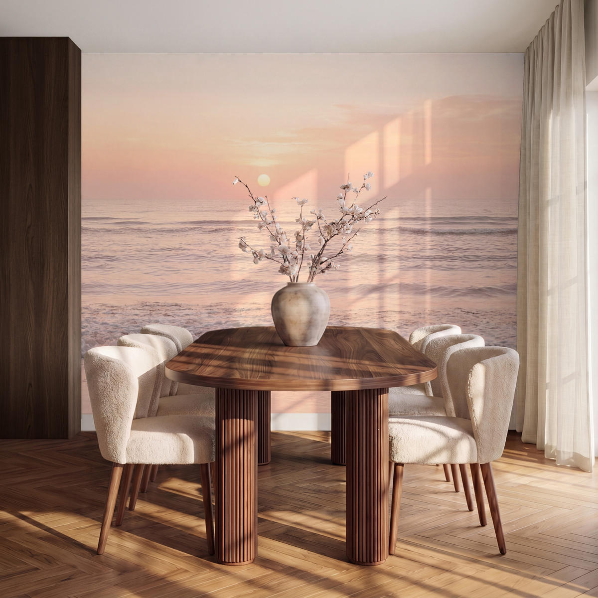 TAPETE - Sonne - Strand - Rosa - 280x220 cm - Hellrosa, Papier (280/220cm) - OnlyWow