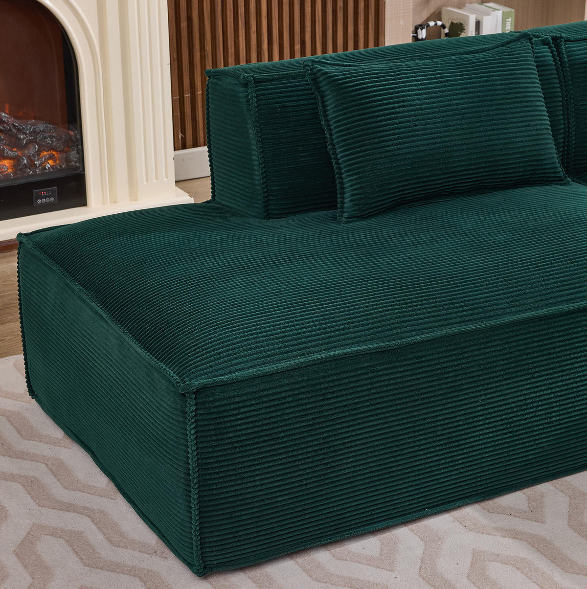SOFA kompakt 235 cm Polyester Retro Green - Dunkelgrün, Textil (129/235cm) - Meubliv