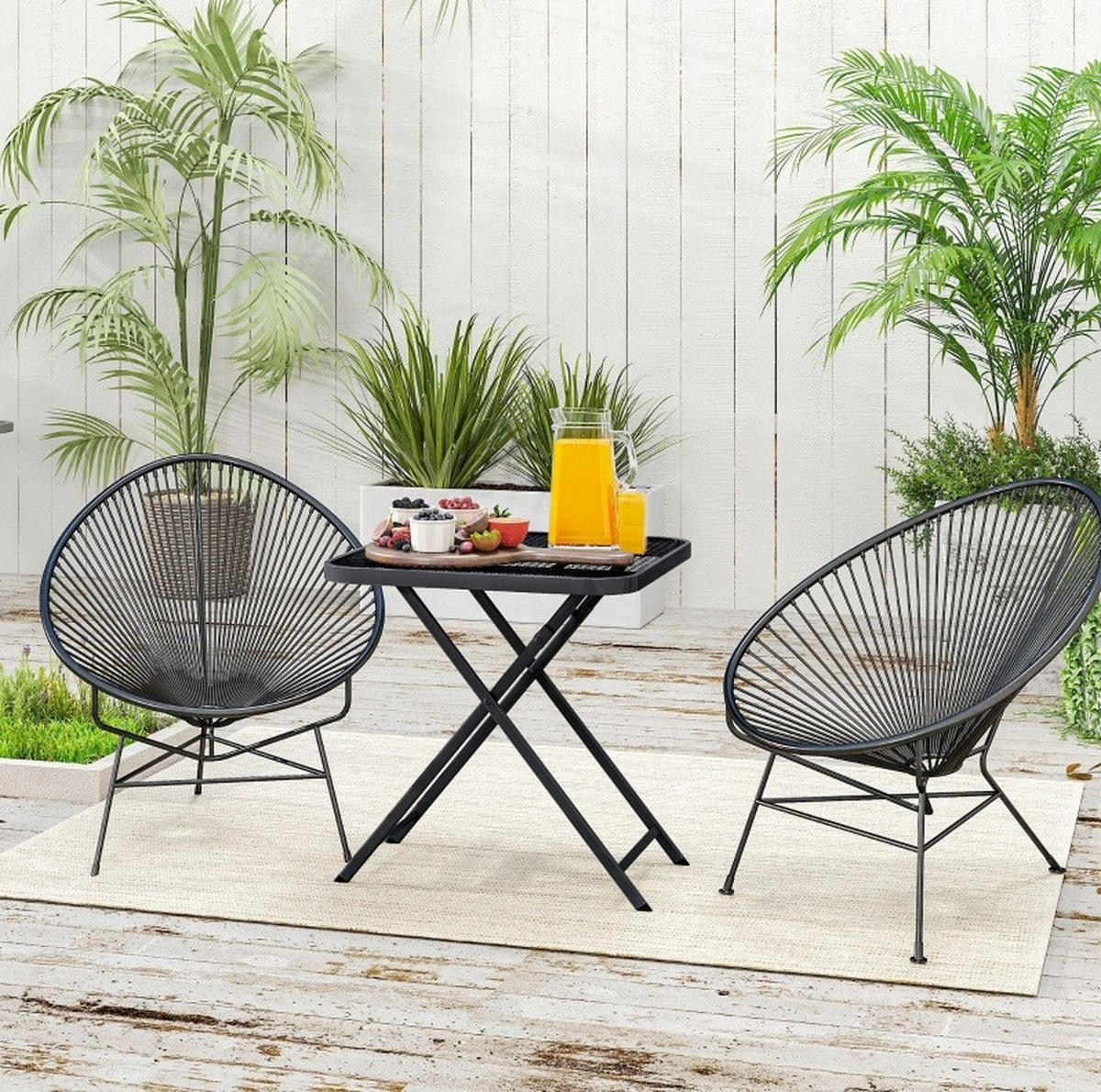 GARTENTISCH 70/70/72 cm klappbar mit Gitterdesign und Stahlkonstruktion, Schwarz - Schwarz, Metall (70/70/72cm) - Redom