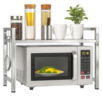 MIKROWELLENREGAL Edelstahl 2 Stufig 40-64 cm - Silberfarben, Metall (64/46/36cm) - DanDiBo