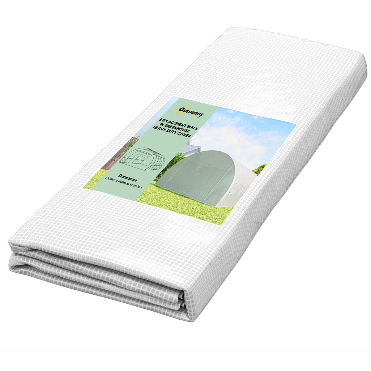 ERSATZABDECKUNG 600 x 300 x 200 cm mit Fronttür, Weiß - Weiß, Kunststoff (300/200/600cm) - Outsunny