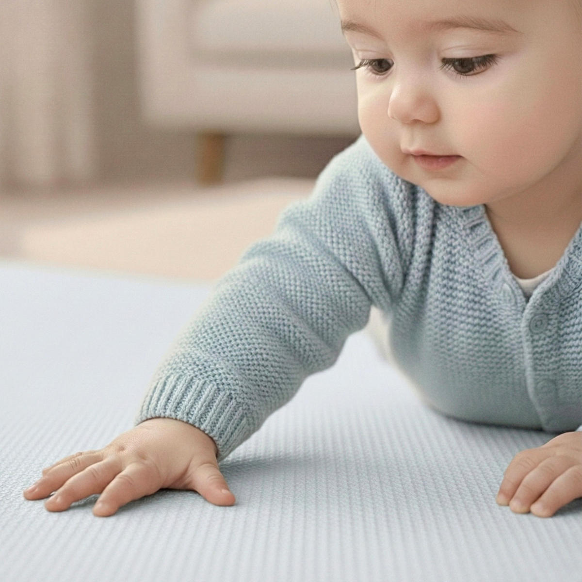 SPIELMATTE ab Null - 90 cm Baby Puzzlematte Weiß - Weiß, Kunststoff (30/30cm) - Littletom