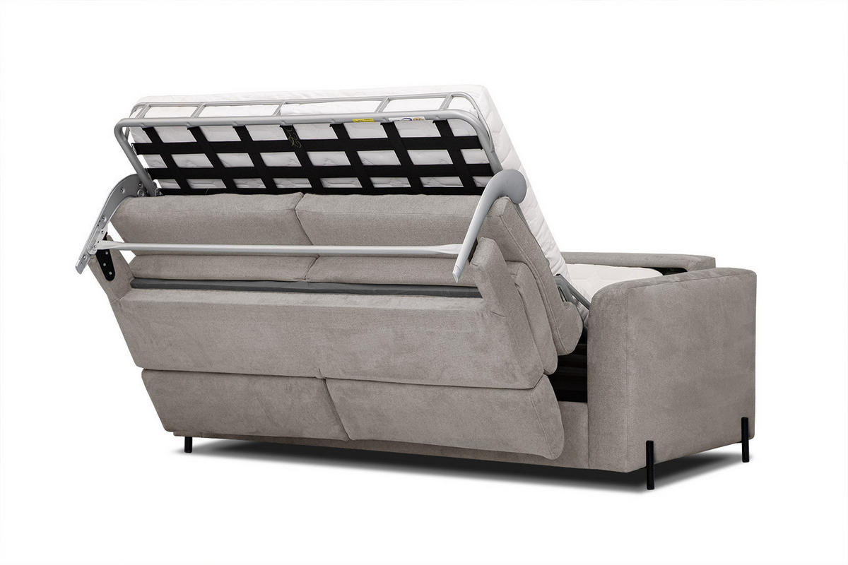 SOFA MEZO 3-Sitzer mit Schlaffunktion, taupe - Taupe/Schwarz, Holz/Textil (232/90/107cm) - Courtois Laville