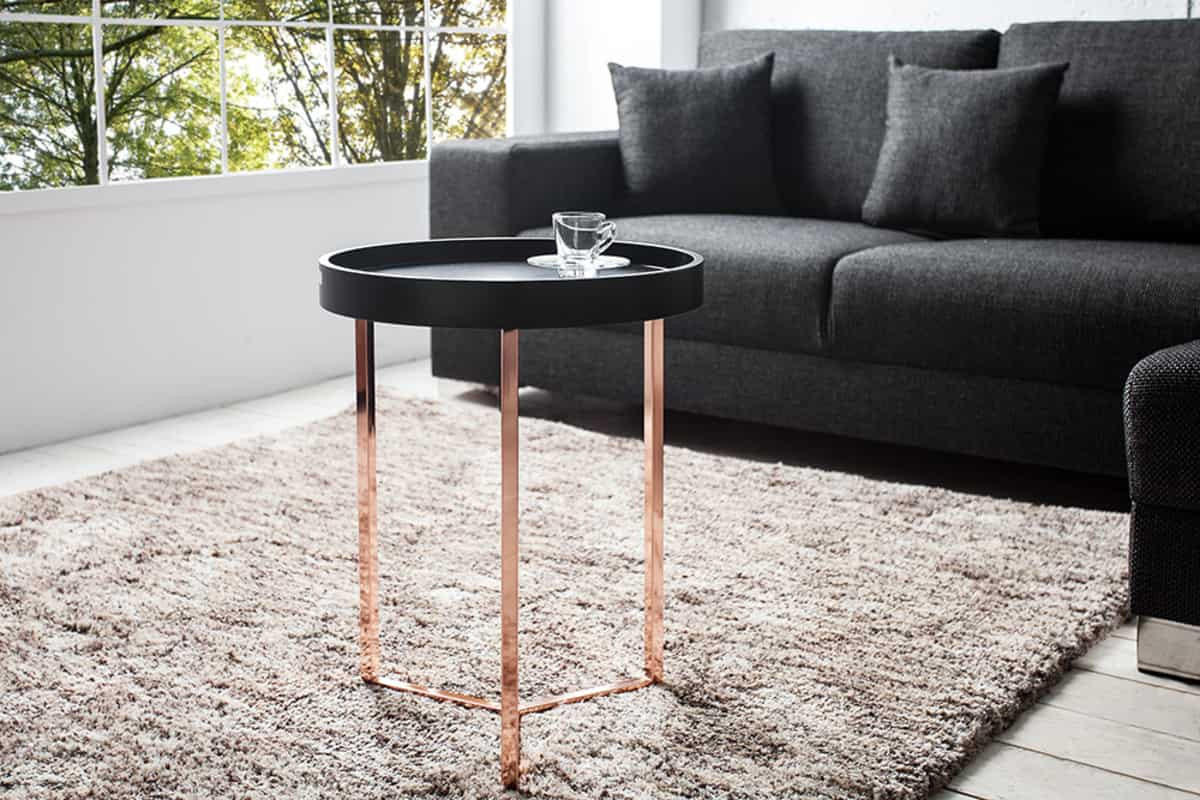 COUCHTISCH MODULAR Schichtholzplatte rund Schwarz 40cm - Schwarz, Holz/Metall (40/40/50cm) - riess-ambiente
