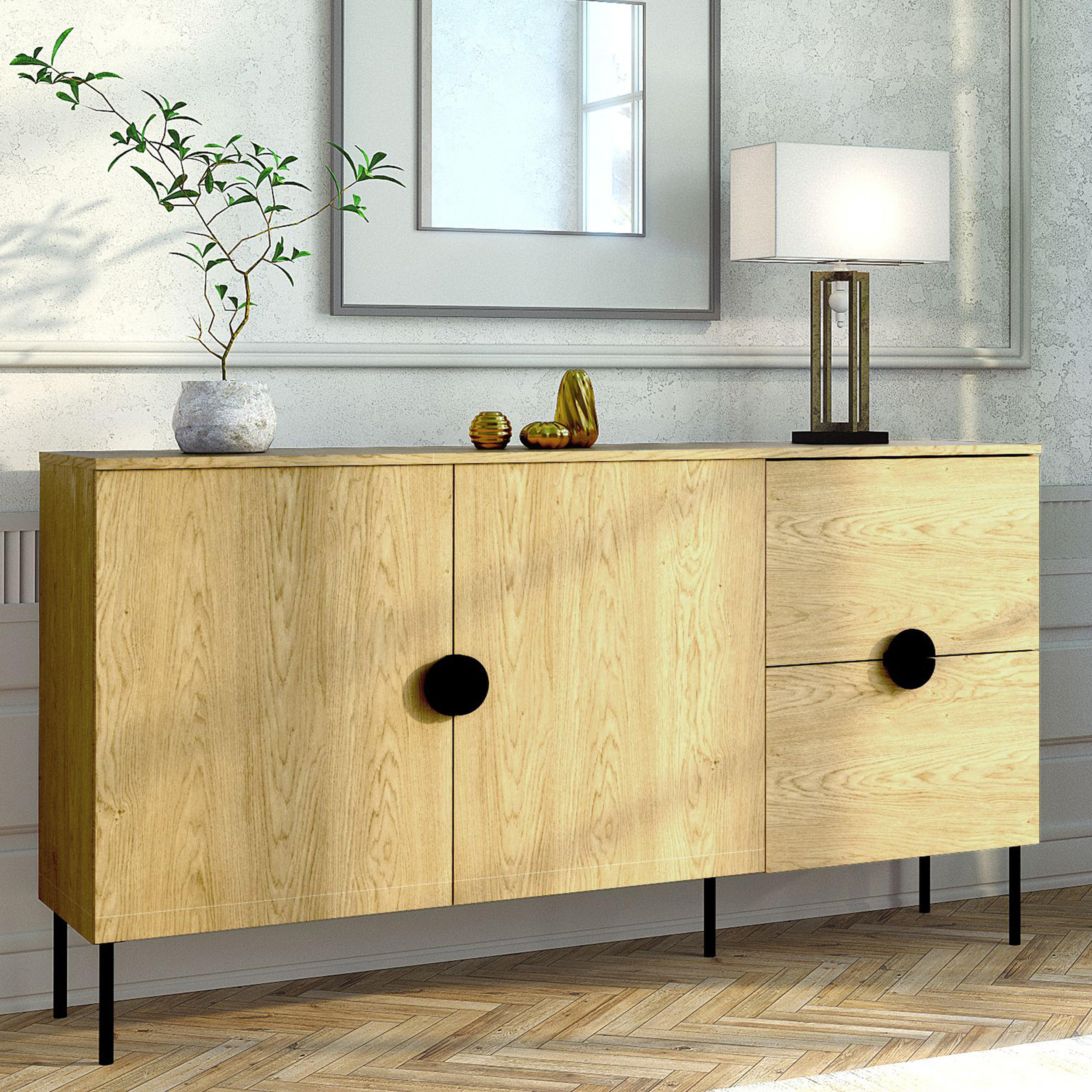 KOMMODE VIDIS Kombikommode - Eichefarben, Holzwerkstoff (160/88/40cm) - KONSIMO®