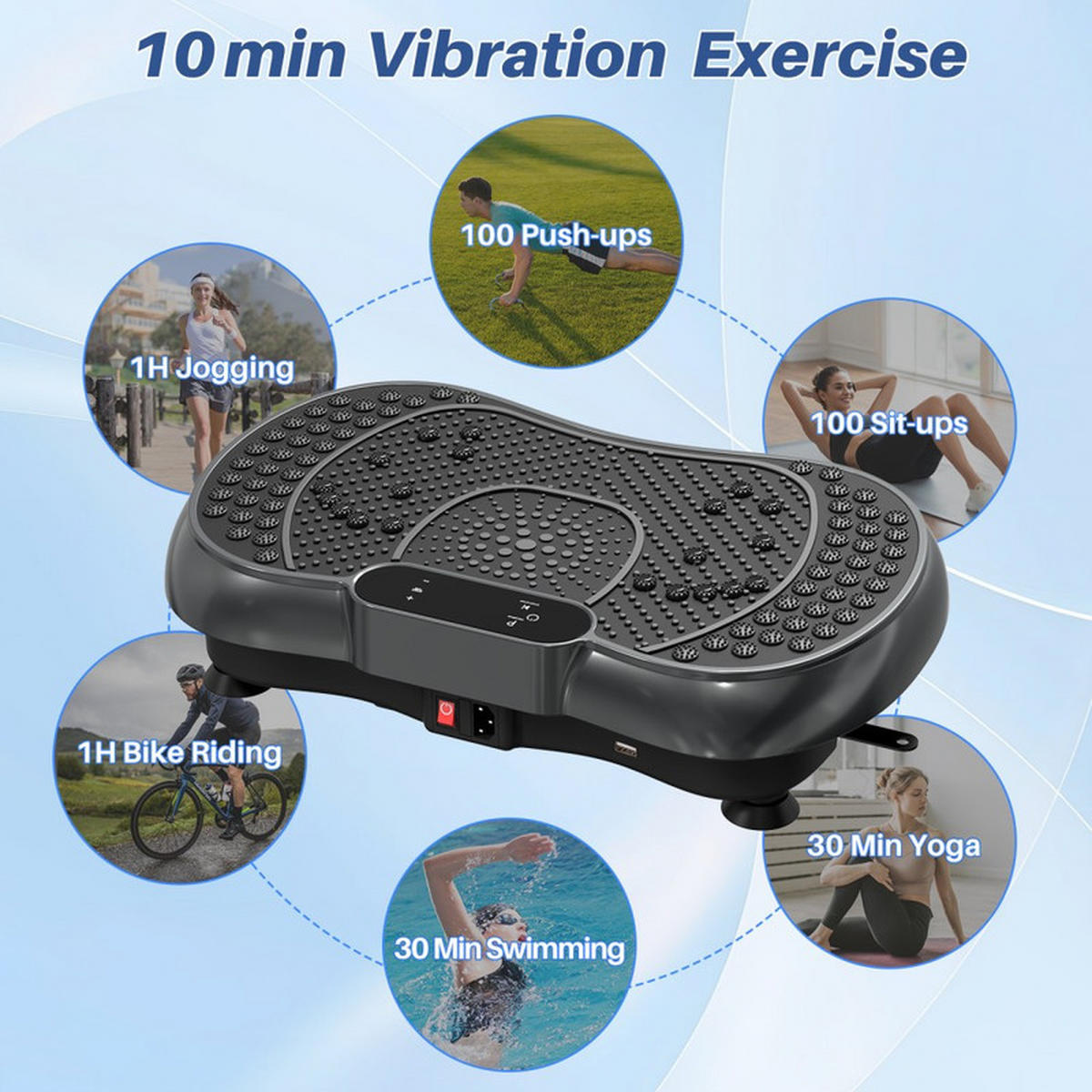 VIBRATIONSPLATTE für Zuhause – 99 Intensitätsstufen, Ganzkörpertraining, Muskelaufbau - Weiß, Kunststoff (43/19/59cm) - Kaket