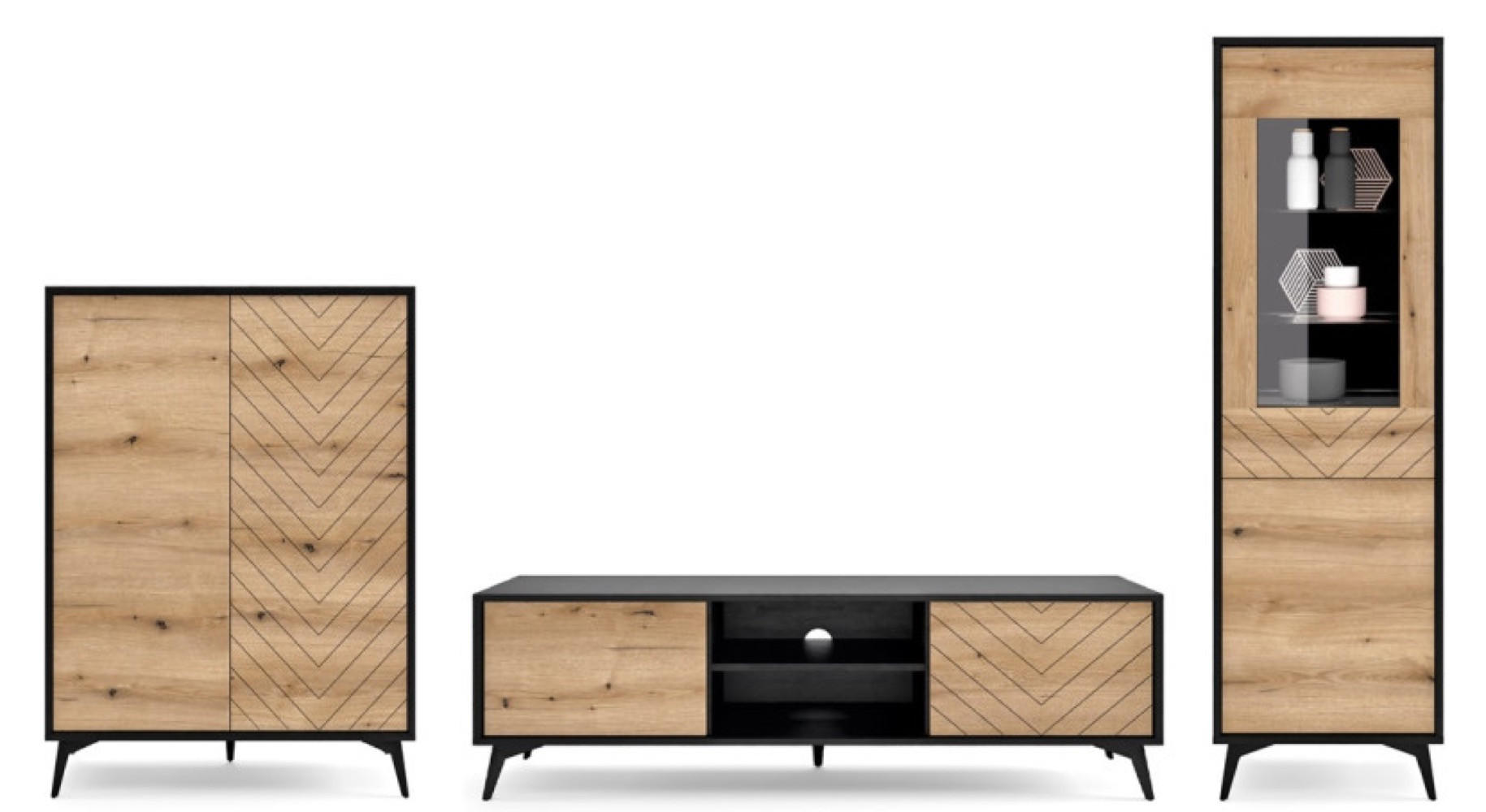 WOHNWAND Grau DIAMO Loftstil - Multicolor, Holzwerkstoff (315/178/39cm) - Sepro Meble