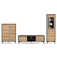 WOHNWAND Grau DIAMO Loftstil - Multicolor, Holzwerkstoff (315/178/39cm) - Sepro Meble
