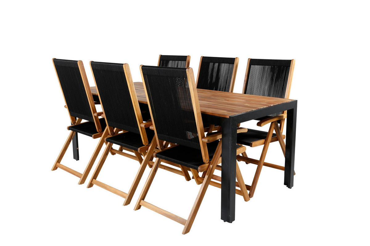 GARTENTISCHGRUPPE Schwarz - Schwarz, Holzwerkstoff - ebuy24