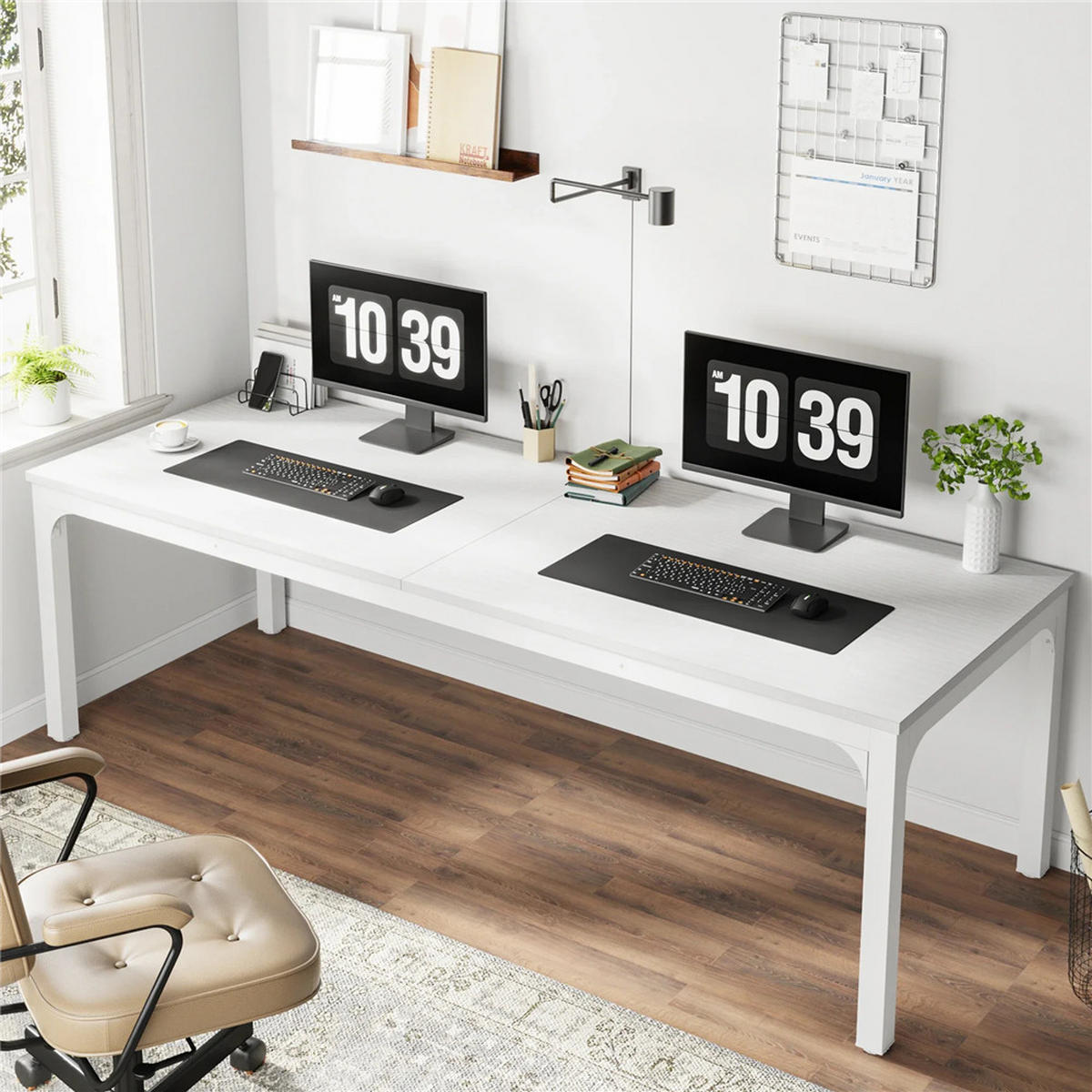SCHREIBTISCH 200/70/75 cm 2-Personen Computertisch Weiß - Weiß, Metall (180/70/75cm) - Kaket