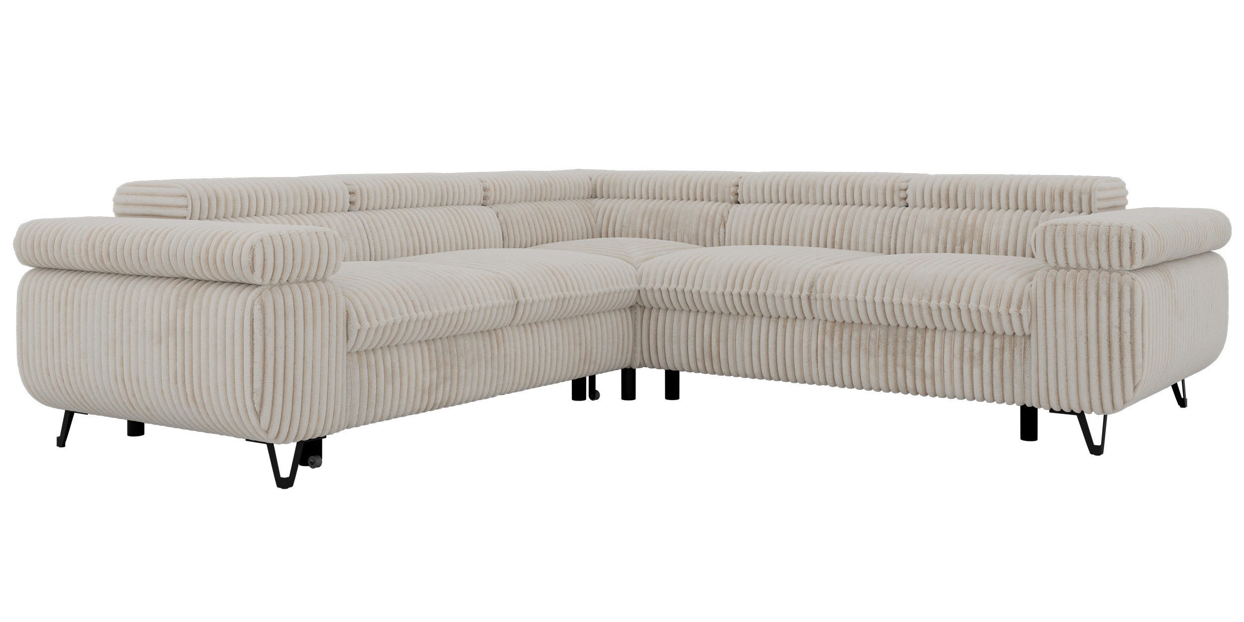 ECKSOFA QUADRO L - Beige Cord - Rechts Seite - Beige/Creme, Textil/Metall (269/269cm) - MKS