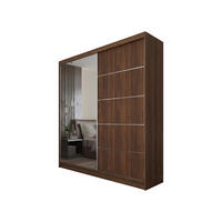 SCHWEBETÜRENSCHRANK MIRELLA 200/216/61 cm Modern Kleiderschrank 2-türig mit Spiegel Nussbaumfarben - Nussbaumfarben, Holzwerkstoff (200/216/61cm) - MASSENO