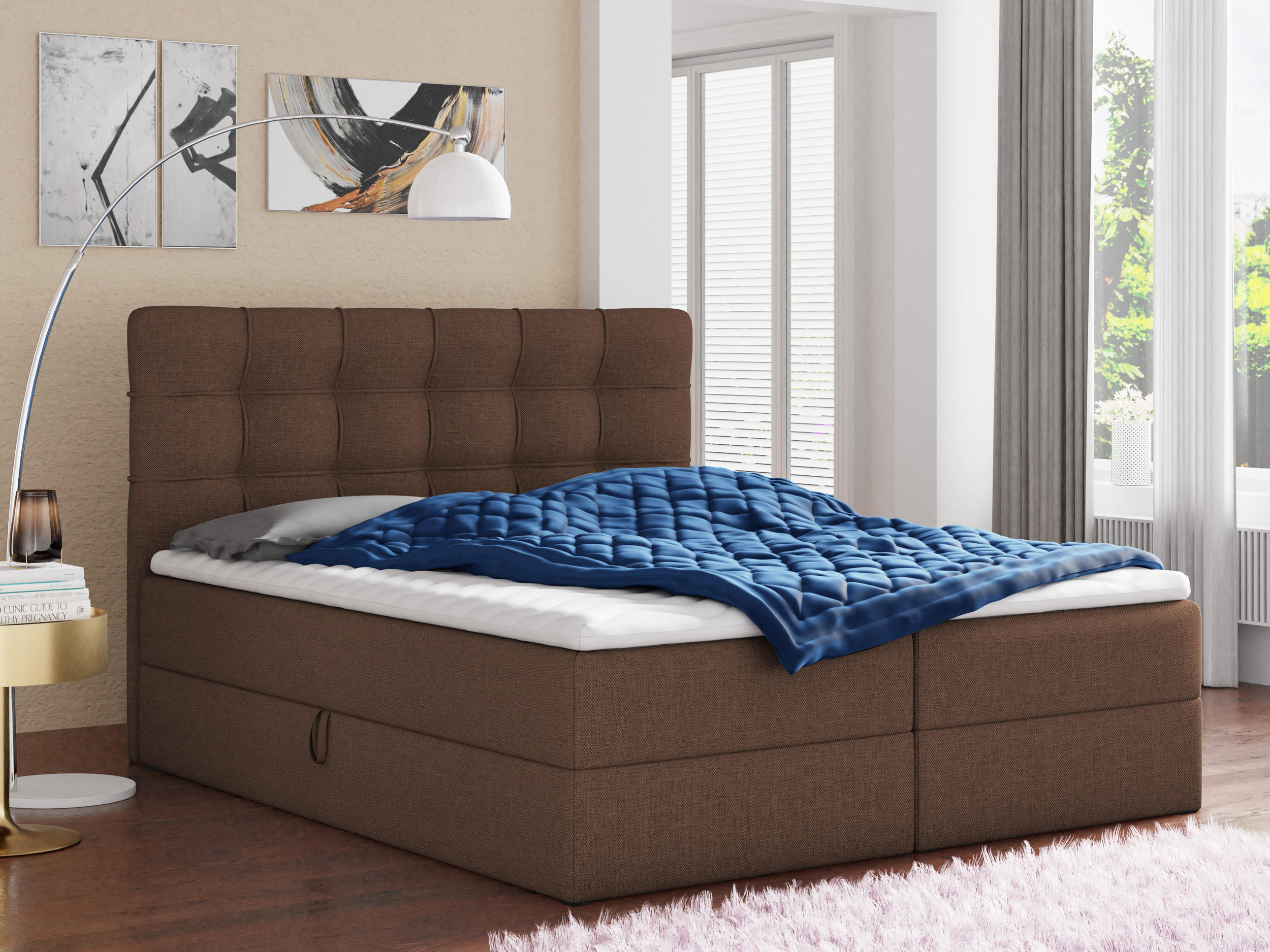 BOXBETT Best - 180x200 - braun (Inari 24, Webstoff) - Schwarz/Braun, Holz/Holzwerkstoff (180/200cm) - Sofnet