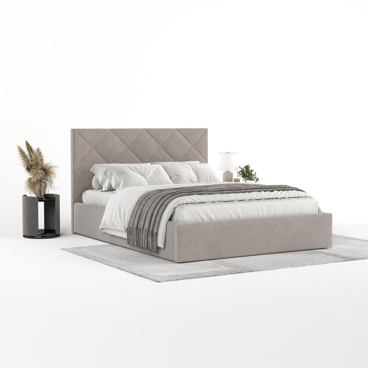POLSTERBETT Torno 160/200 cm Beige im Asti Stoff - Beige/Schwarz, Holz/Holzwerkstoff (160/200cm) - AltaBeds