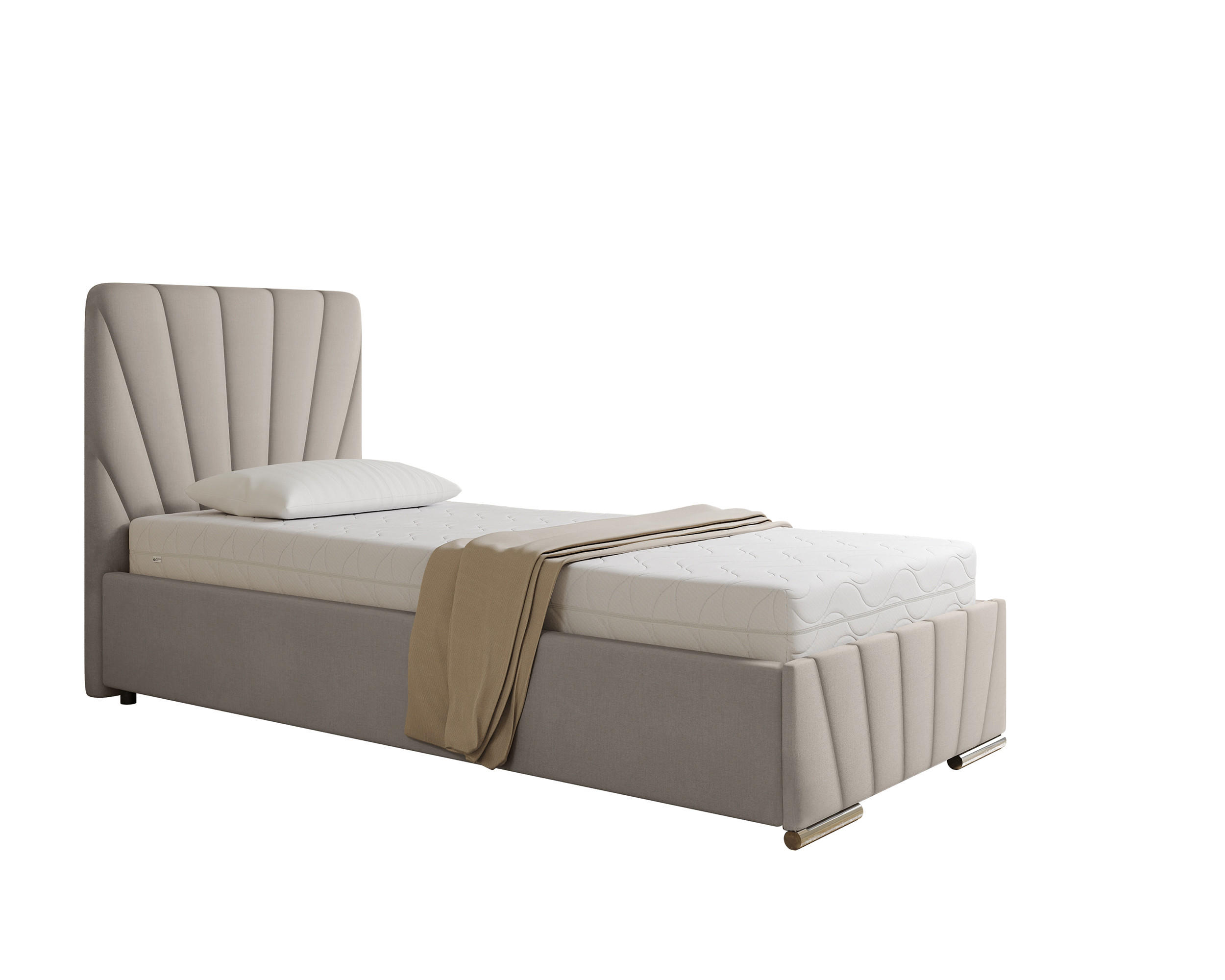 POLSTERBETT Ray 90 x 200 cm mit Bettkasten und Lattenrost ohne Matratze - beige - Beige, Holz (90/200cm) - Homesy