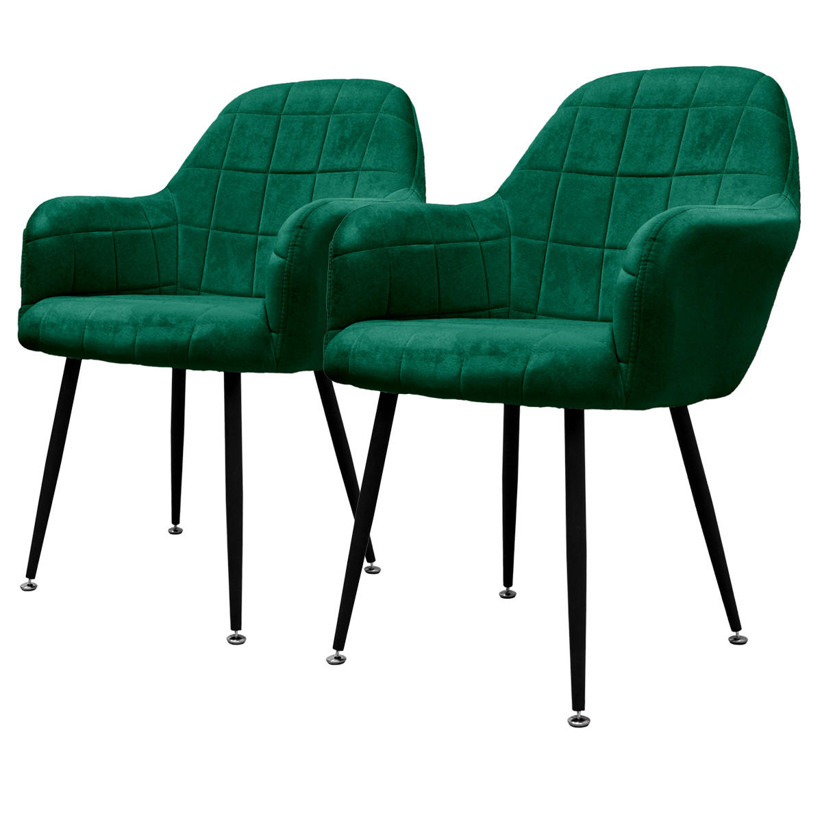 ML-DESIGN JÍDELNÍ ŽIDLE, sada 2 ks, tmavě zelený samet