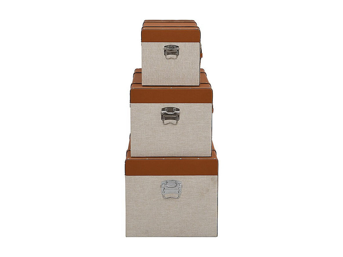 TRUHE und Kiste - 51 cm, 62 cm, 68 cm x 24 cm, 30 cm, 35 cm - kunstleder - braun, taupe Jacinto - Taupe/Braun, Textil (51/40/24cm) - Vente-Unique