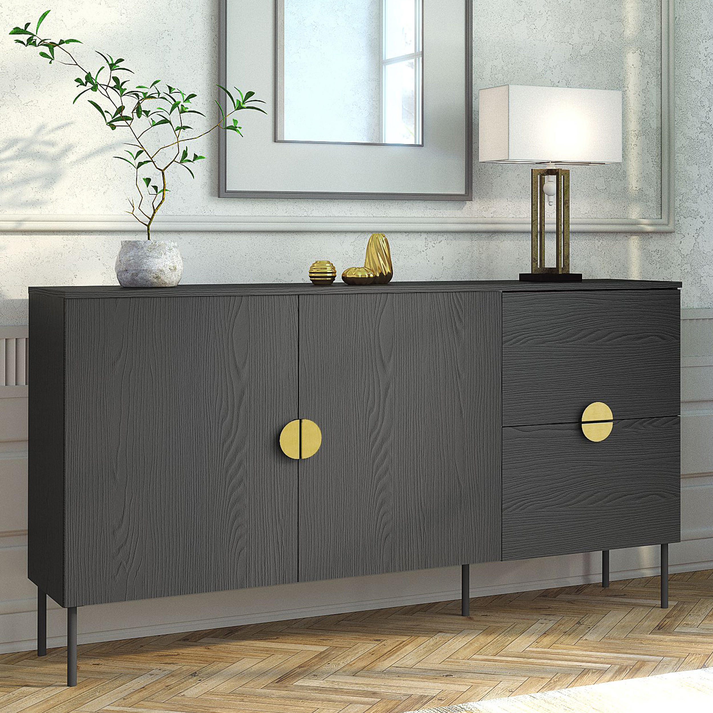 KOMMODE VIDIS Kombikommode - Schwarz, Holzwerkstoff (160/88/40cm) - KONSIMO®