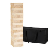 WACKELTURM Natur Schwarz Birkenholz 54-teilig mit Tasche - Hellbraun, Holz/Textil (21/21cm) - Relaxdays