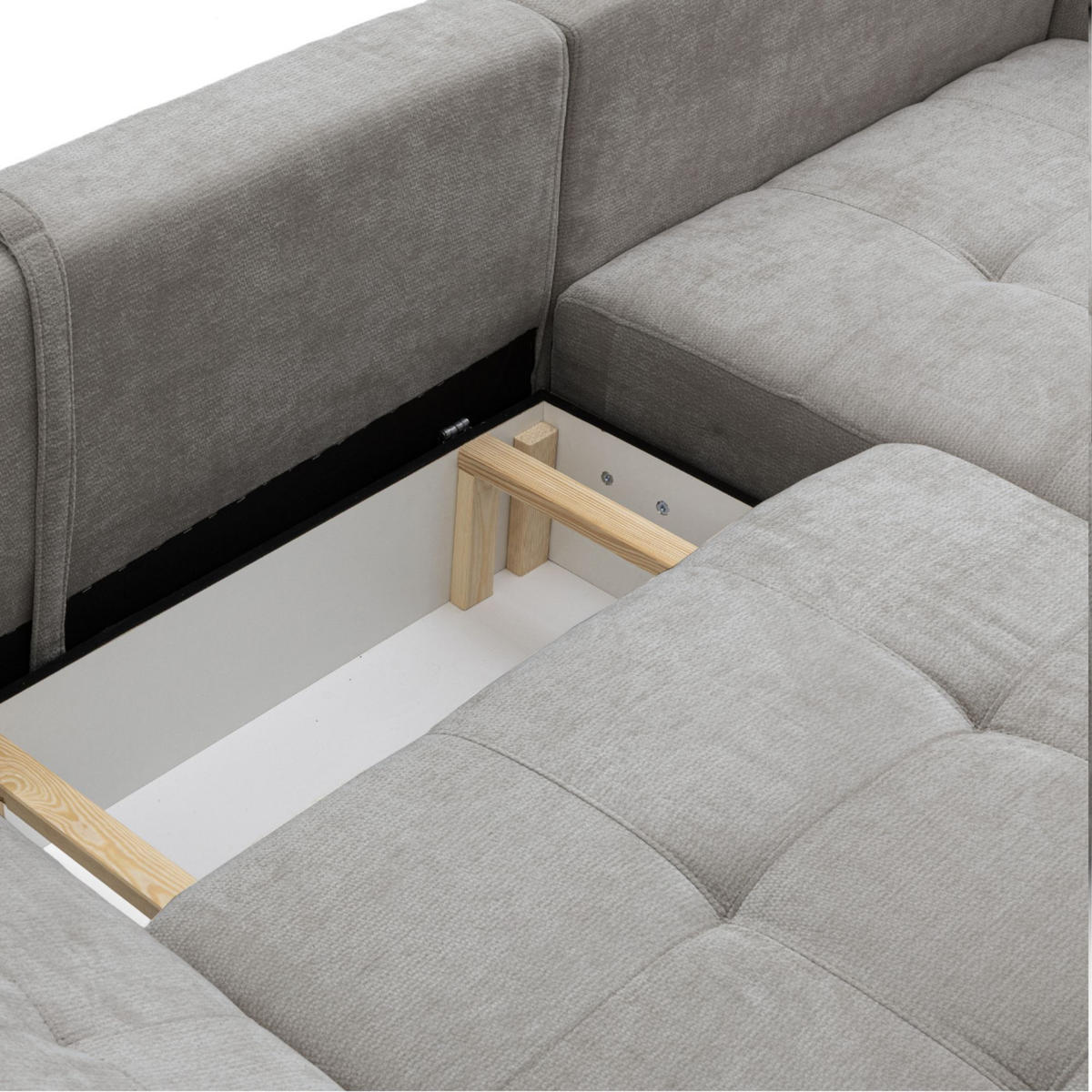 ECKSOFA NICE L Rechts mit Schlaffunktion 137x204 Chenille Grau - Schwarz/Grau, Holz/Textil (165/260cm) - Muffo