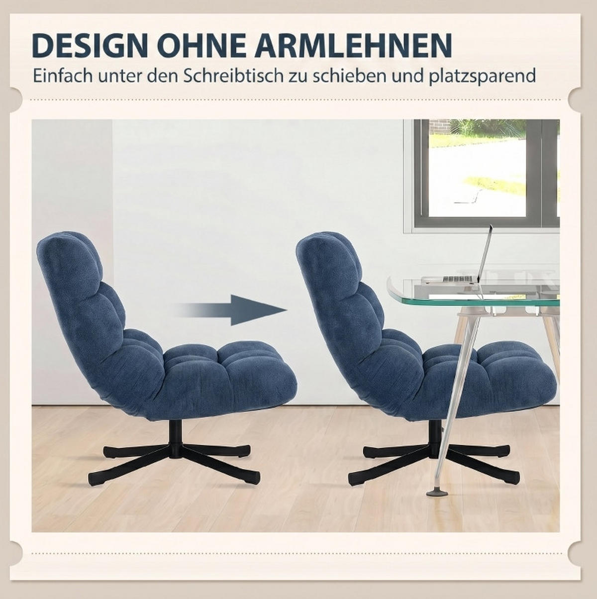 DREHSESSEL in Dunkelblau 75x95x90 cm ohne Armlehnen mit Stahlbeinen - Dunkelblau, Textil (95/90/75cm) - IVMEU