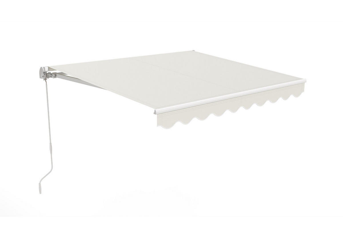 MONOBLOCK-MARKISE VECCHIO Weißes Gestell - leinwand Beige 2,5x2m - Premium-Leinwand 320g/m² - Beige, Metall (304/218/200cm) - Cazeboo