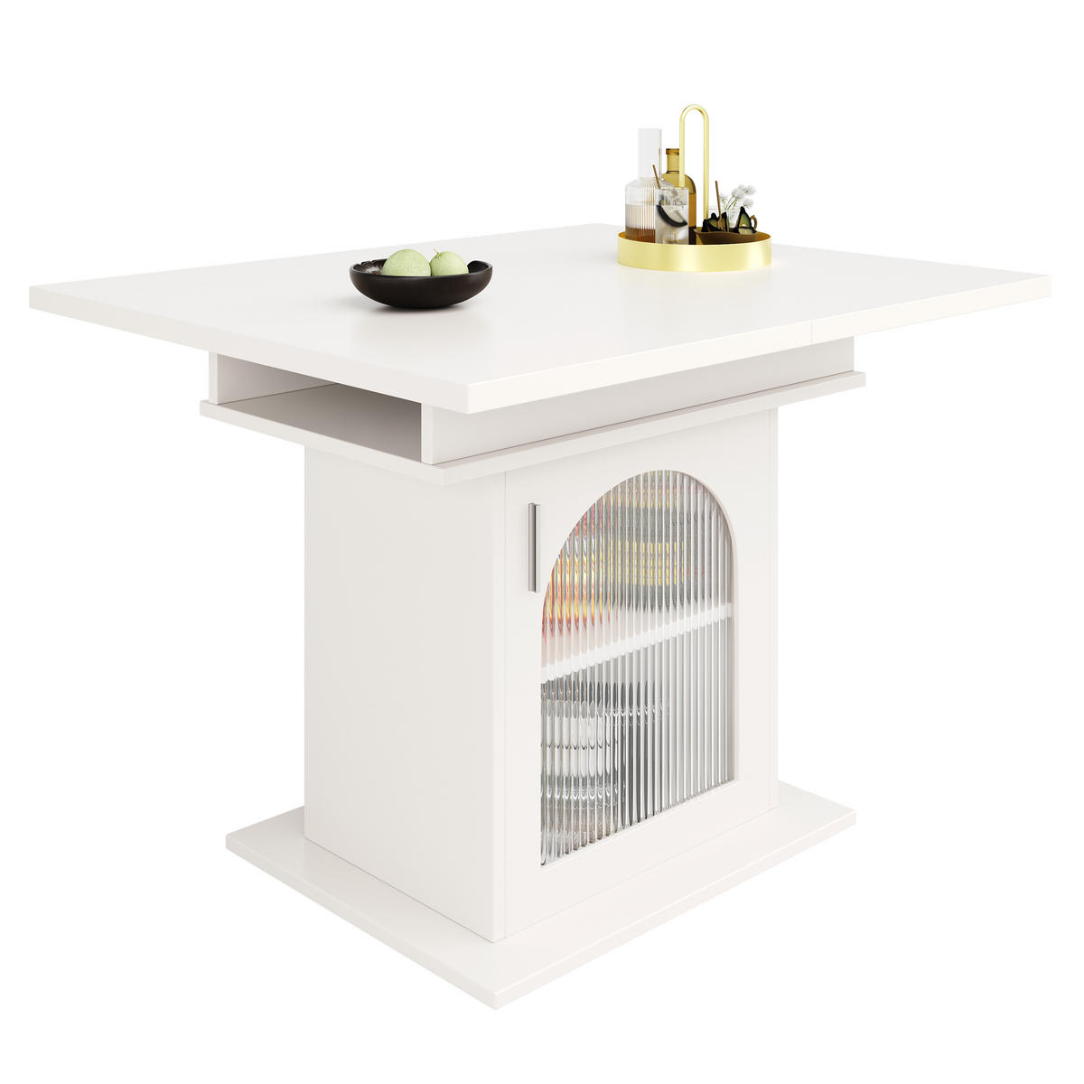 ESSTISCH Weiß 110-140/70/76 cm - Weiß, Glas/Holzwerkstoff (140/70/76cm) - Urban Meuble