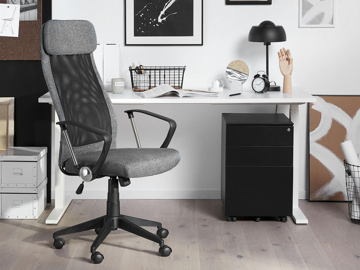 BÜROSTUHL Polyester Grau Pioneer - Grau, Kunststoff/Textil (63/118/63cm) - Beliani