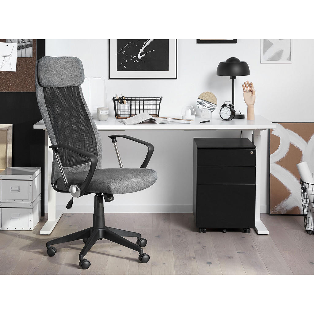 Thumbnail - Beliani Bürostuhl, Grau, Textil, 1-Sitzer, 63x118x63 cm, Arbeitszimmer, Bürostühle, Drehstühle